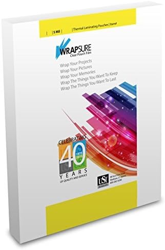 USI WrapSure Thermal (Hot) Laminating Pouches/Sheets, Letter Size, 5 Mil, 9 x 11 1/2 Inches, Clear Gloss, 100-Pack