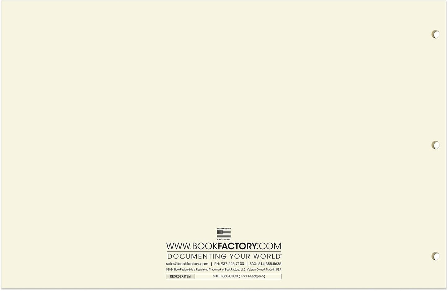 BookFactory Ledger Sheets/Large 6 Column Accounting Ledger Columnar (Six Columns) Loose Leaf Paper - 17'' x 11'', 50 Pages, Loose Leaf, 3 Hole Punched (SHEET-050-CLCLL(17x11-Ledger-6)-AX)