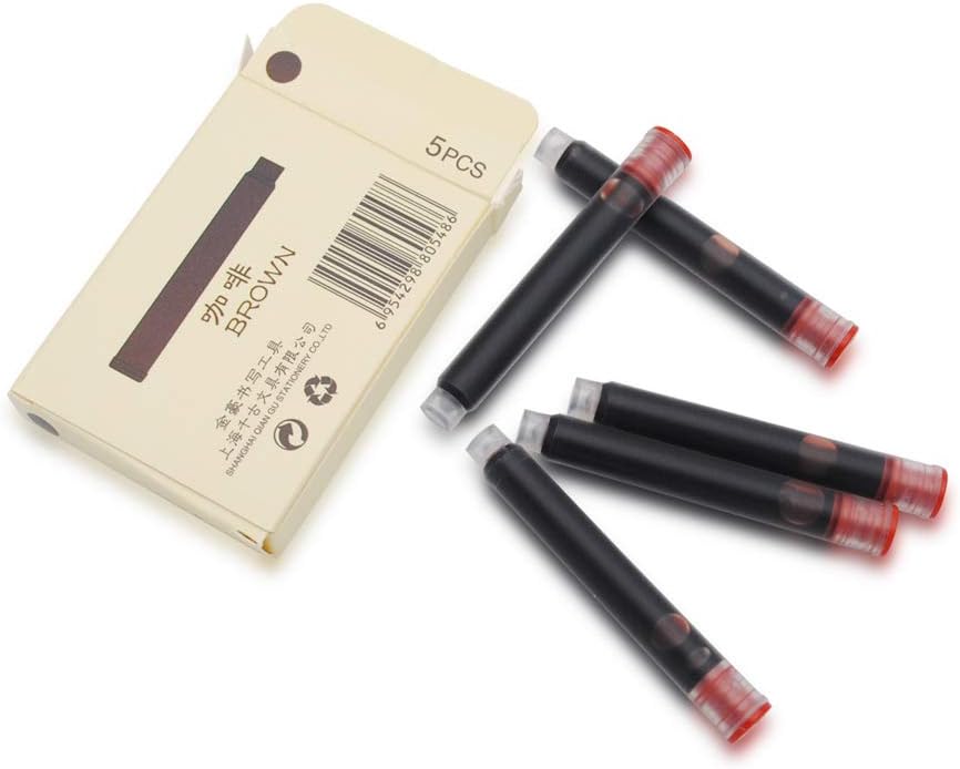 30pcs JINHAO Ink Cartridges Fountain Pen Refills for JINHAO and Baoer Pen Standard Size (Brown)