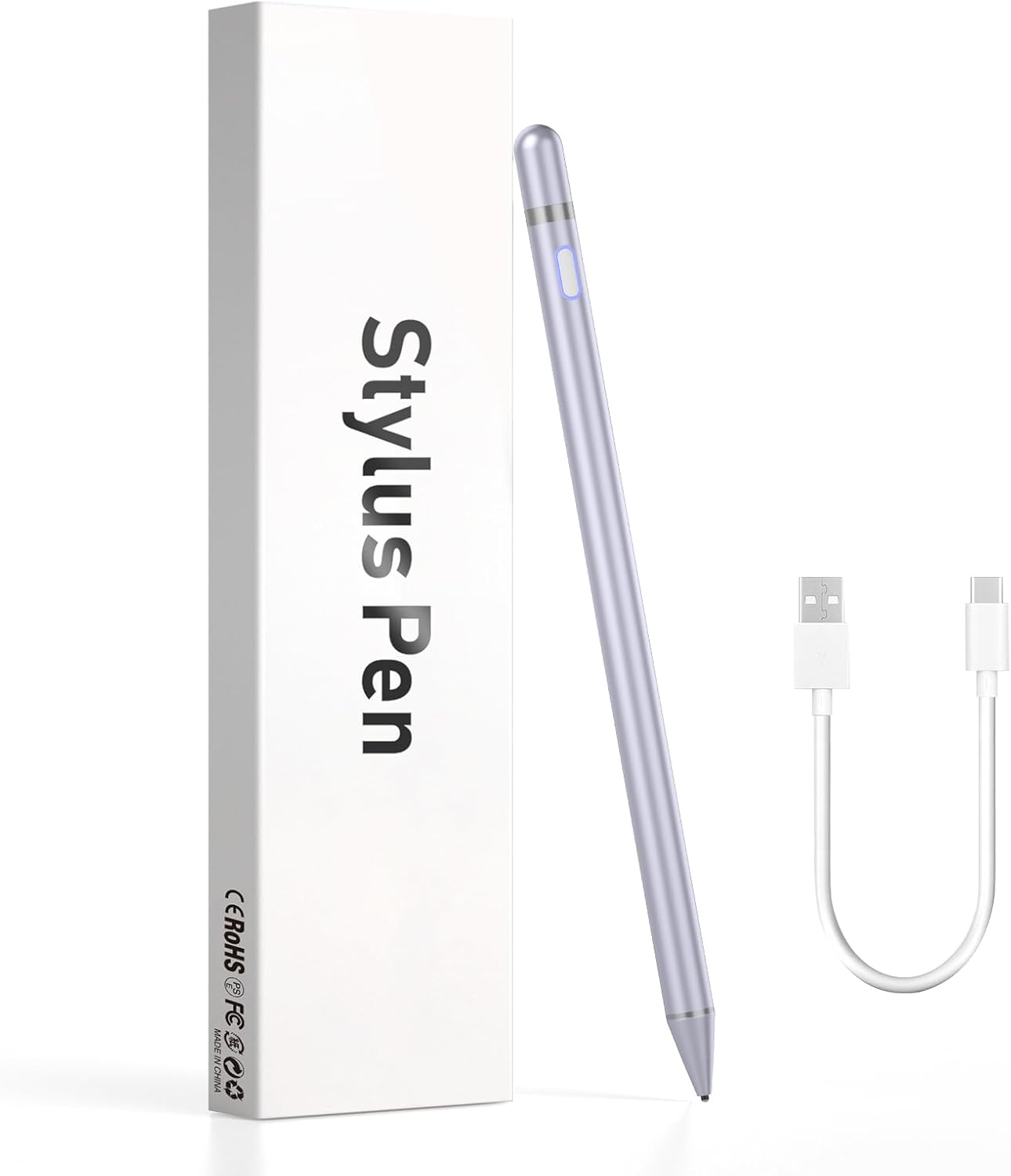 Universal Stylus Pen Compatible for iOS&Android Touch Screen, Pencil with Dual Touch Function,Rechargeable Stylus for iPad/iPad Pro/Air/Mini/iPhone/Cellphone/Samsung/Tablet Drawing&Writing (Purple)