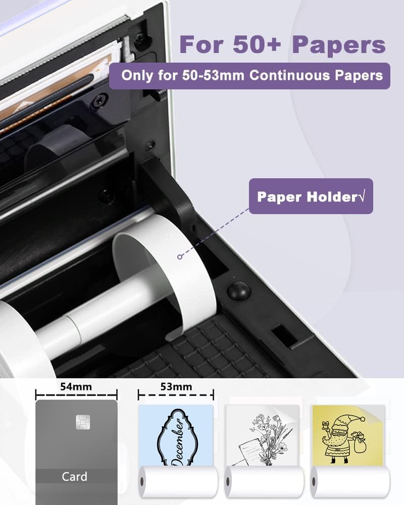 Phomemo Mini Sticker Printer- Mini Printer Sticker Maker Machine M02, Print Pods Suitable for Creative DIY, Diaries, Photos, Study Notes, Portable Thermal Inkless Label Maker for Home/Travel, White