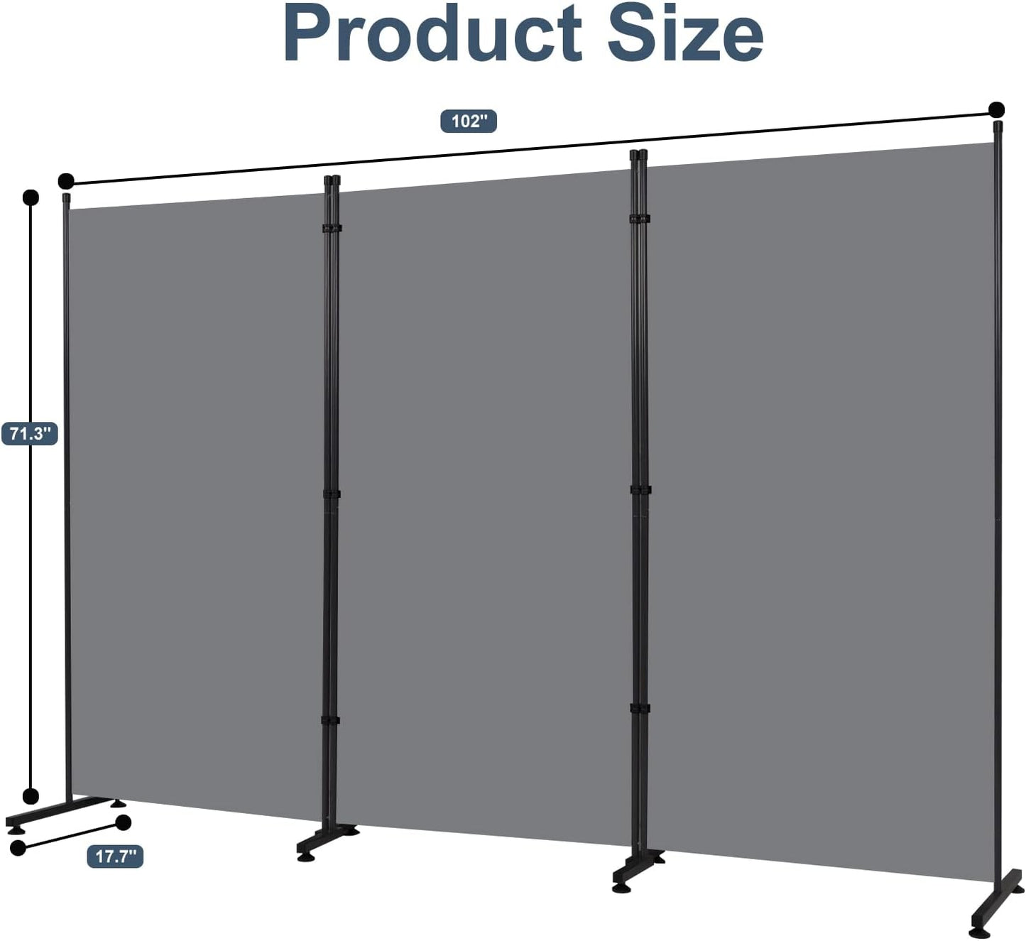 Room Divider 6ft Room Dividers and Folding Privacy Screens, 3 Panel Partition Room Divider Fabric Panel, Indoor Wall Divider for Room Separation Freestanding Space Separators for Bedroom Office Studio