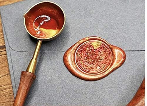 Vintage 4 Designs Custom Wedding Wax Seal Stamp Kit Name Date Letter Monogram Melting Spoon Stick Candle Rosewood Handle Invitation Gift Wrap Customize Personalized Word Sealing Wax Stamp Set