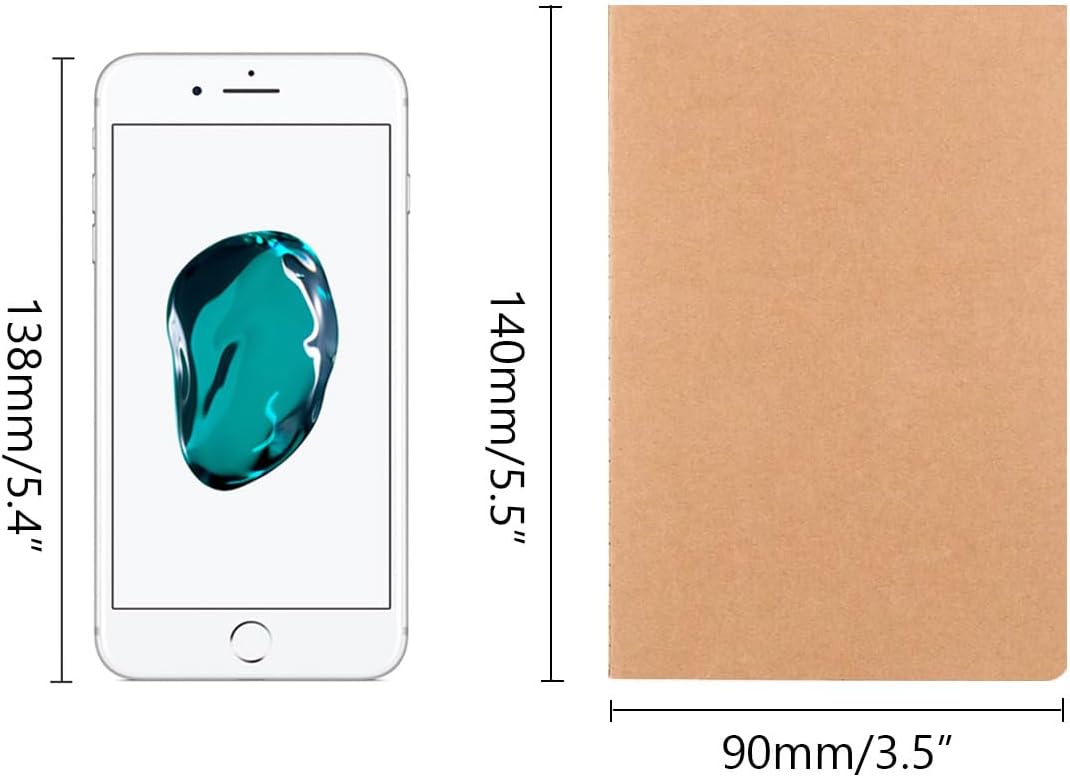 20 Pack Dot Grid Small Pocket Notebook Journals Bulk with Thick Dotted Paper, 60 Pages, 5.5x3.5 inch, A6 Size, Kraft Cover, Diary Writing Sketchbook Subject Notebooks Planner