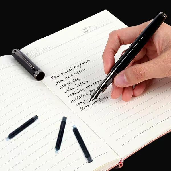 Black Ink Cartridge for Fountain Pen Ink Cartridge Refillable Business Writing Pens Disposable Ink Pen Refills 3.4 mm Bore Diamete Set of 60 Refill