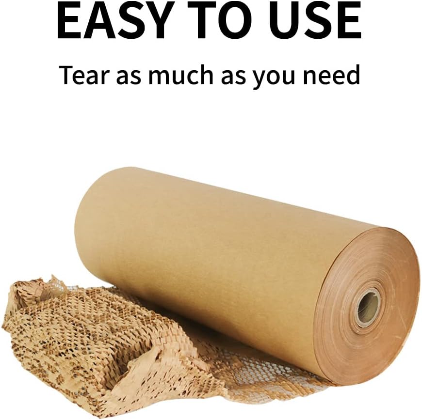 Honeycomb Cushioning Wrap Paper Roll 20" x 1500' Expanding Honeycomb Kraft Packing Paper for Gift Moving Packing