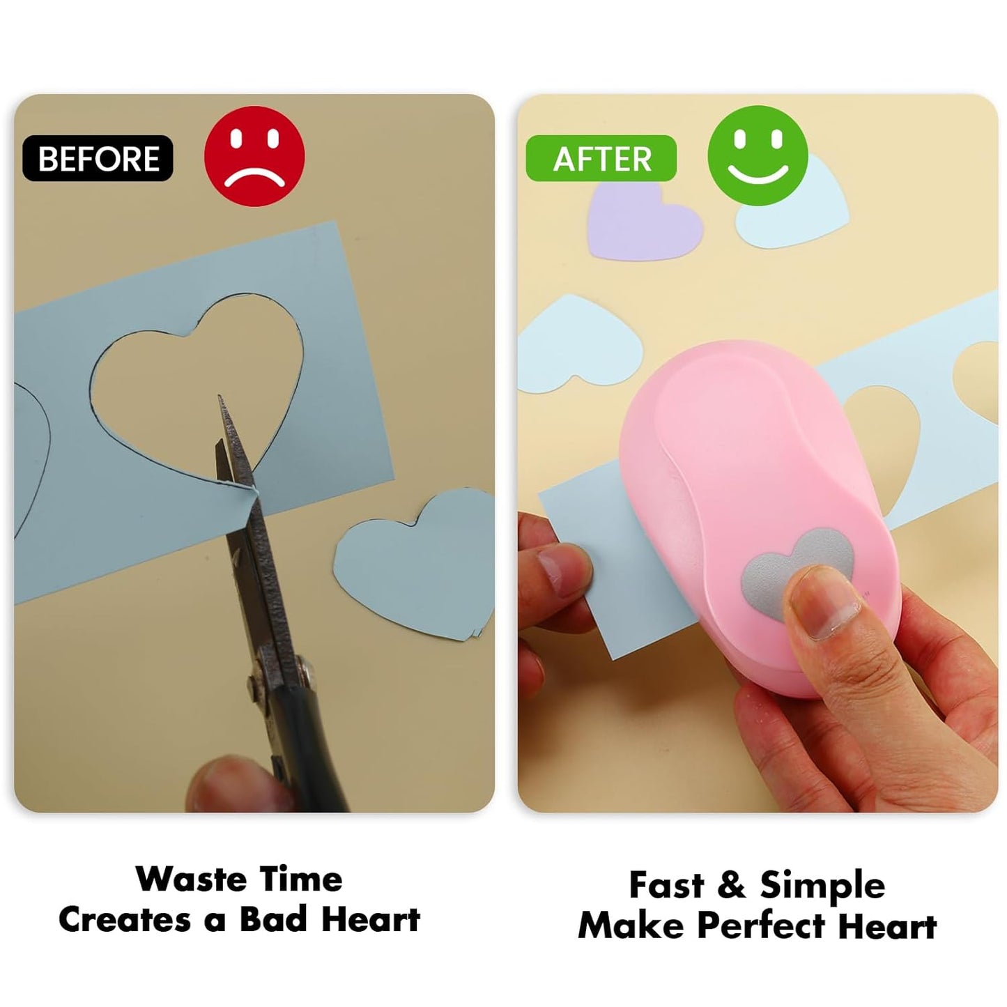 LOONENG 5/8 Inch Heart Paper Punch - High Precision Design for Romantic Heart Patterns - Ideal for Scrapbooking, Card Making, DIY Photo Albums, Gift Tags, Homemade Confetti