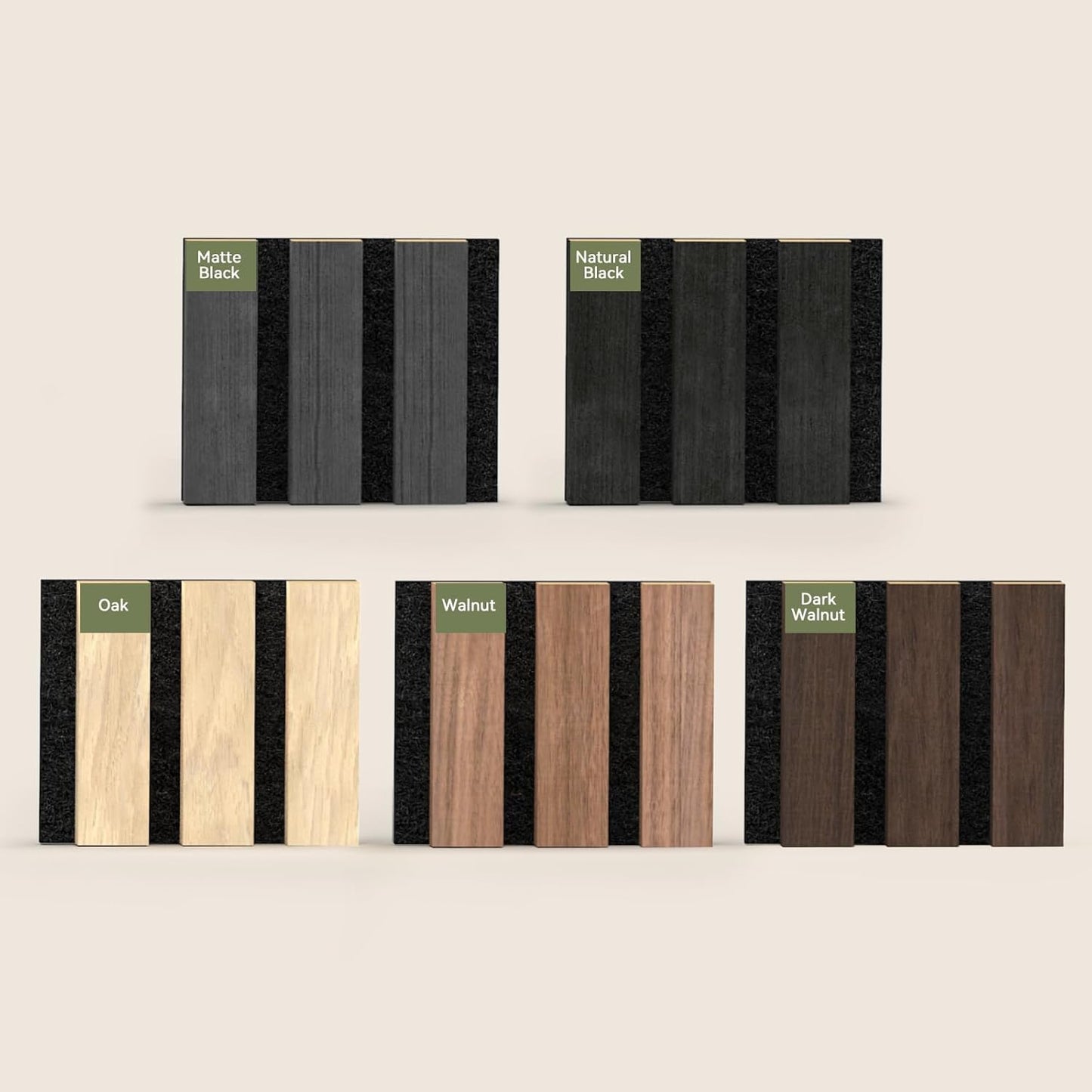 MISSDAY Wood Slat Acoustic Wall Panels, 5 Packs 3.9" x 4.7" Sample Pack Soundproof Panel For Interior Wall Decor Noise Absorbing-3D Textured Wooden Panel Peel and Sound-Absorbing, Office, Studio