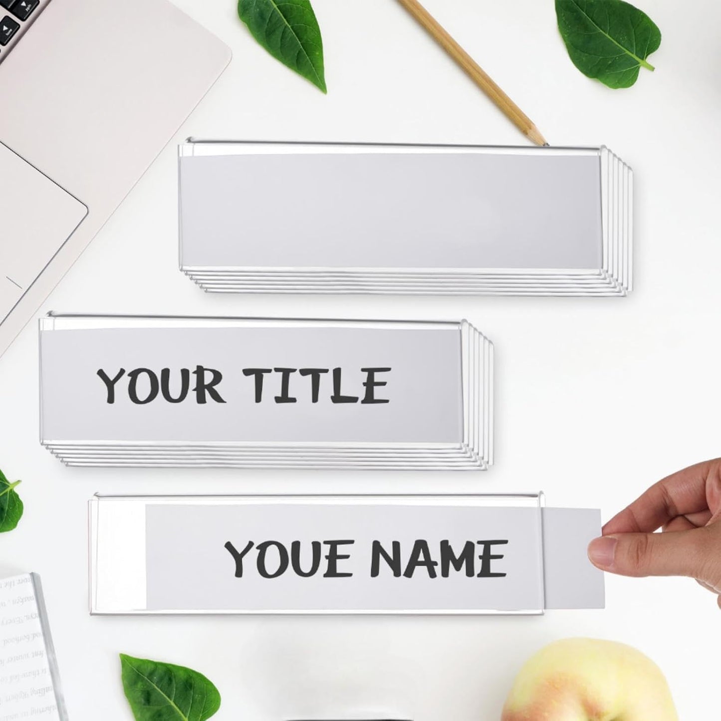 10 Pack Plastic Cubicle Name Plate Holder 8.5" Wide x 2" High Glass Wall Name Plate Holder Clear Acrylic Sign Display Stand for Home Office Business (Suitable for 1" Cubicle Wall)