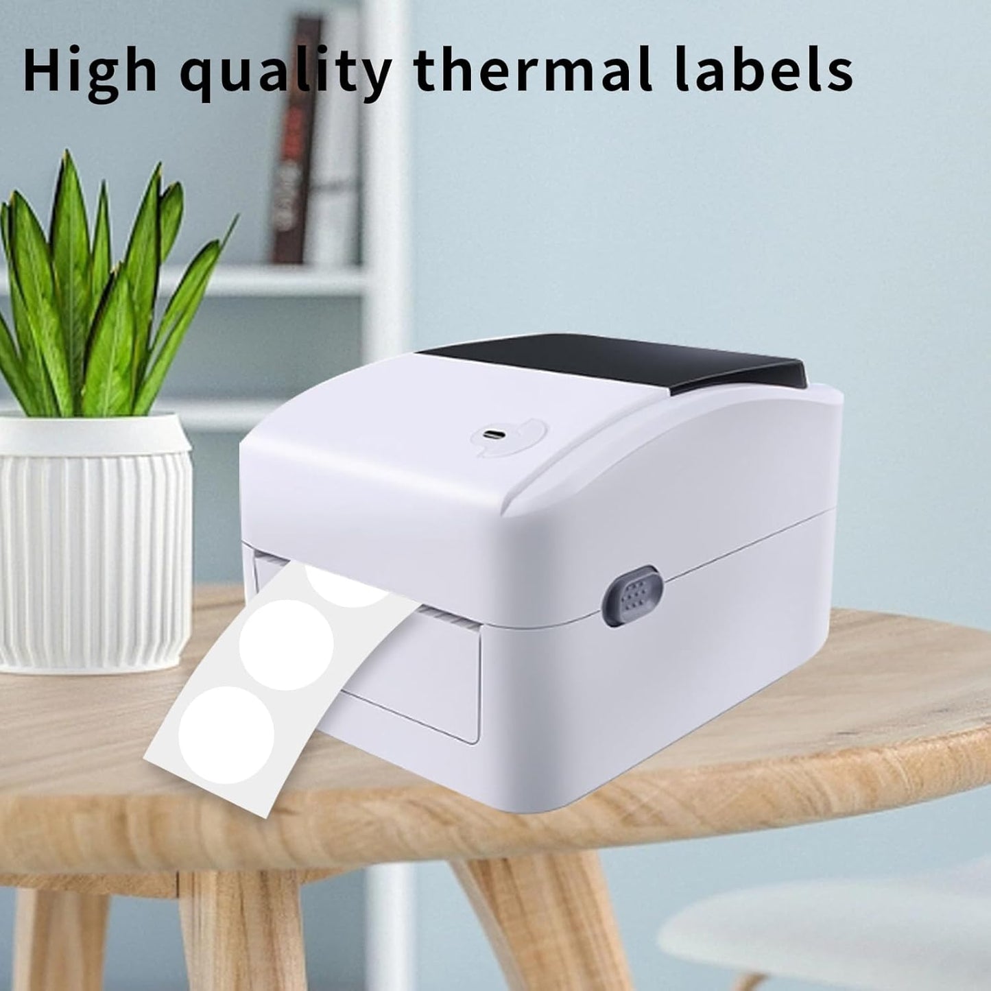 1 Inch White Round Thermal Sticker Labels, Self-Adhesive Circle Direct Thermal Label, Multi-Purpose Roll Sticker with Perforation Line( 1000 Labels, 2 Rolls )