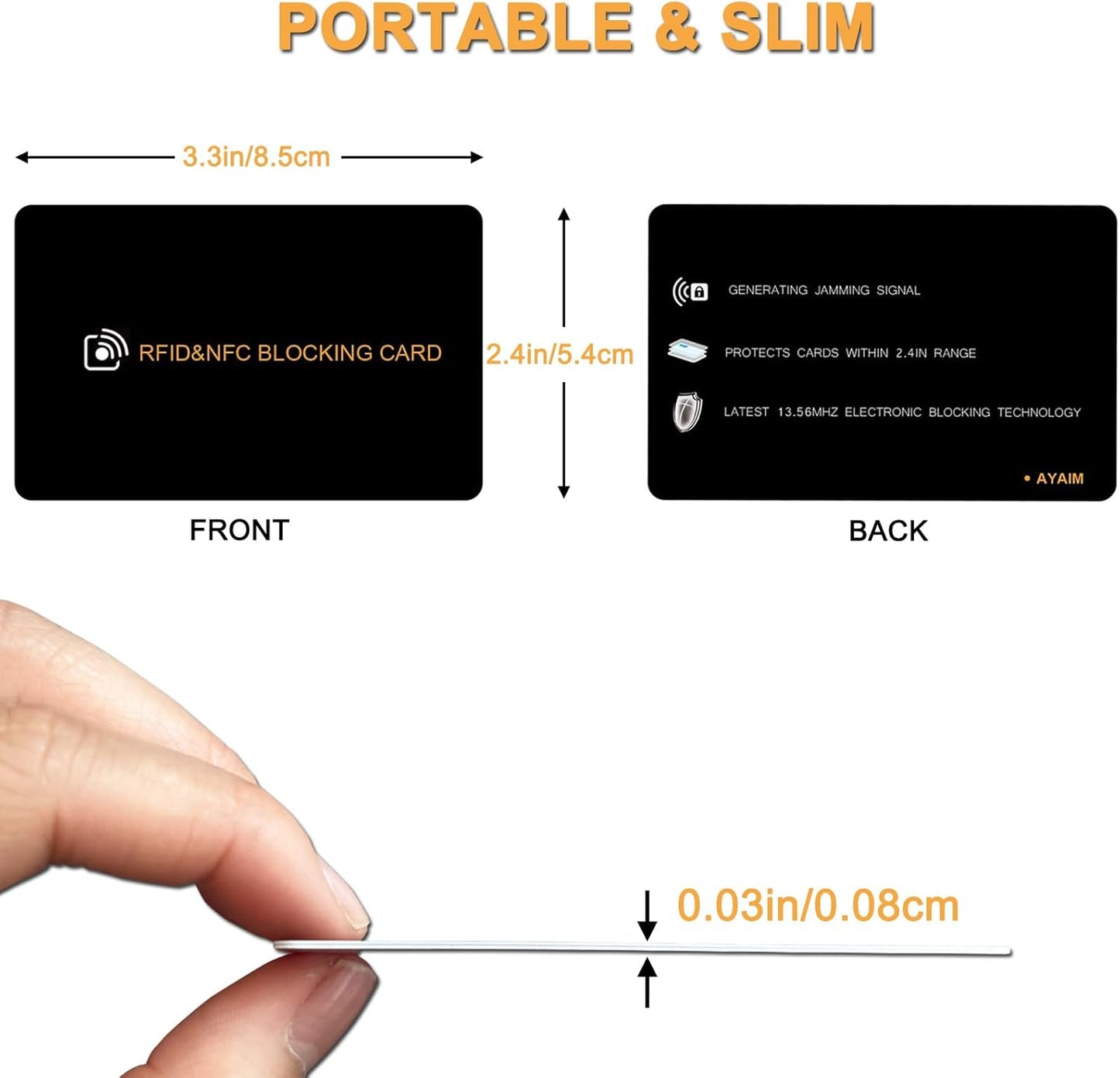 AYAIM 7Pack RFID Blocking Card, Protection Entire Wallet Shield, Credit Card Protector NFC Bank Debit Blocker, Identity Theft Prevention for Passport Travel Security, Perfectly Fits in Purse