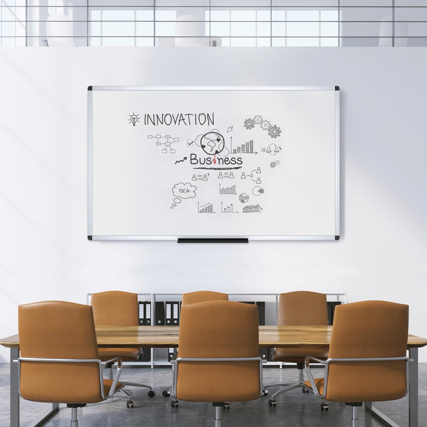VIZ-PRO Dry Erase Board/Magnetic Whiteboard, 96 x 40 Inches, Large Wall Mounted Board for School Office and Home