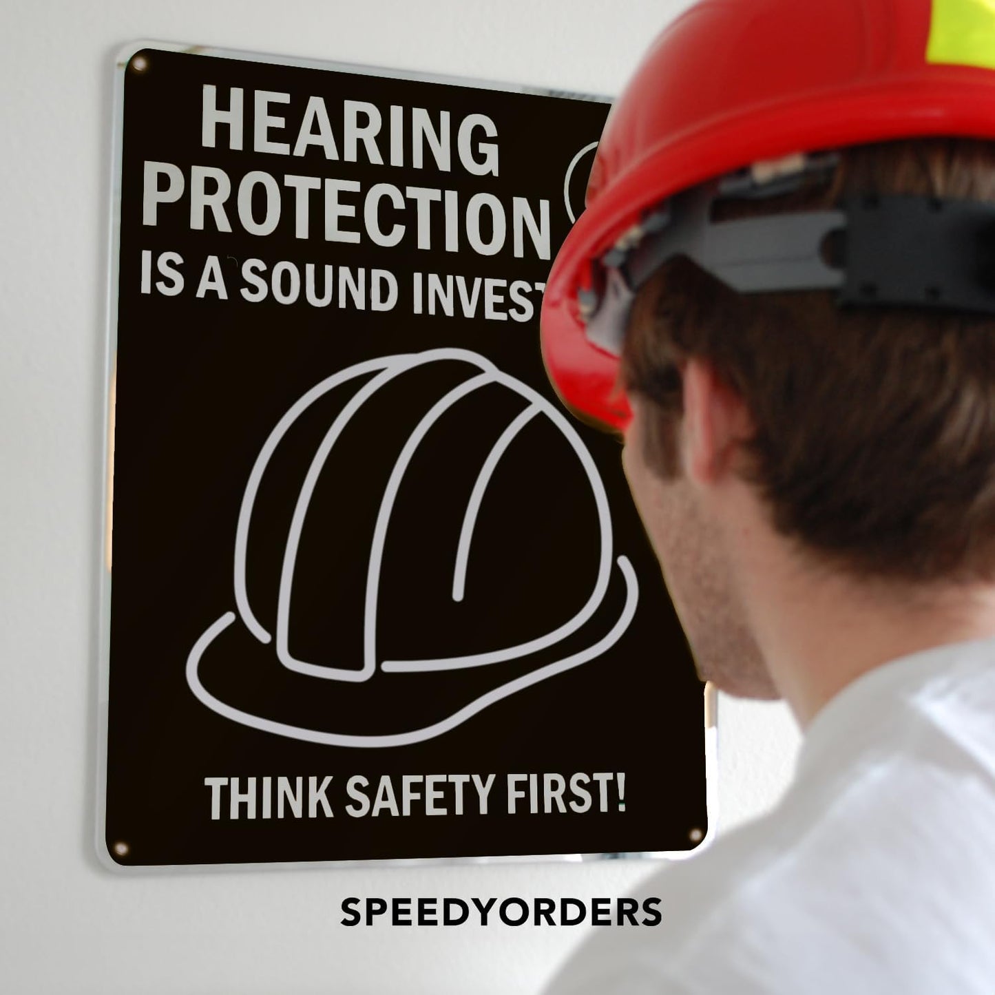 SPEEDYOOKS Custom Outdoor Metal Sign, Personalized Aluminum, Customized Safety, Business, Waterproof - White Aluminum (Black & Yellow, 20x20 In)