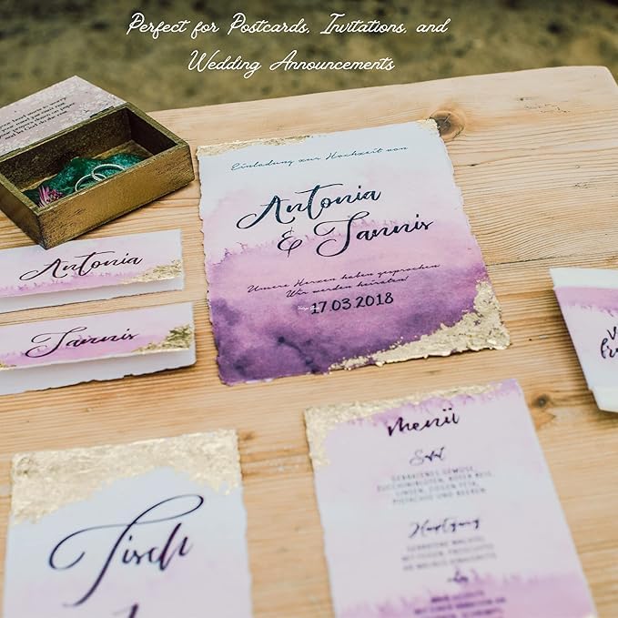 Handmade White Deckle Edge Blank Paper - 4x6 Inch Package of 50 - Mixed Media Loose Leaf Paper for Postcards, Invitations, Crafts and Announcements - Thick 150 GSM