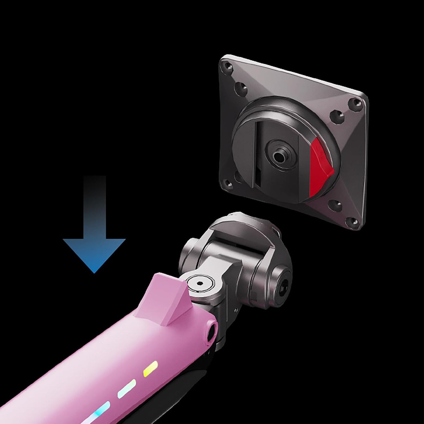 NB Gaming Monitor Arm or for 32 to 60 Inches Screen, Load up to 20 kg, VESA 75/100, RGB-Light, Heavy Duty, Multi Angle Adjustable, Premium Aluminum, Pink