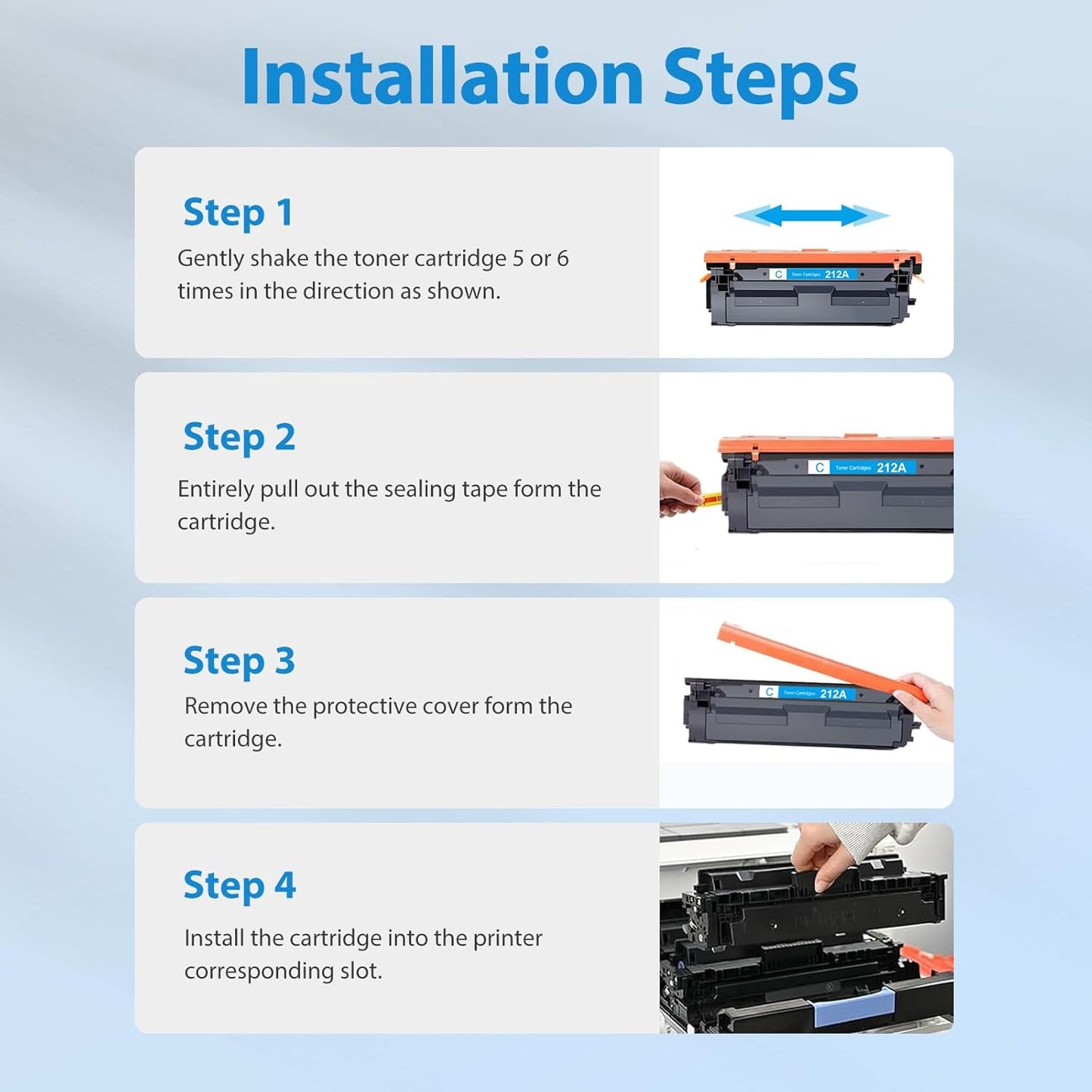 212A Toner Cartridges High Yield MFP M479fdw Compatible W2120A with Color Enterprise M555dn M554dn M555x Printer (B/C/Y/M)