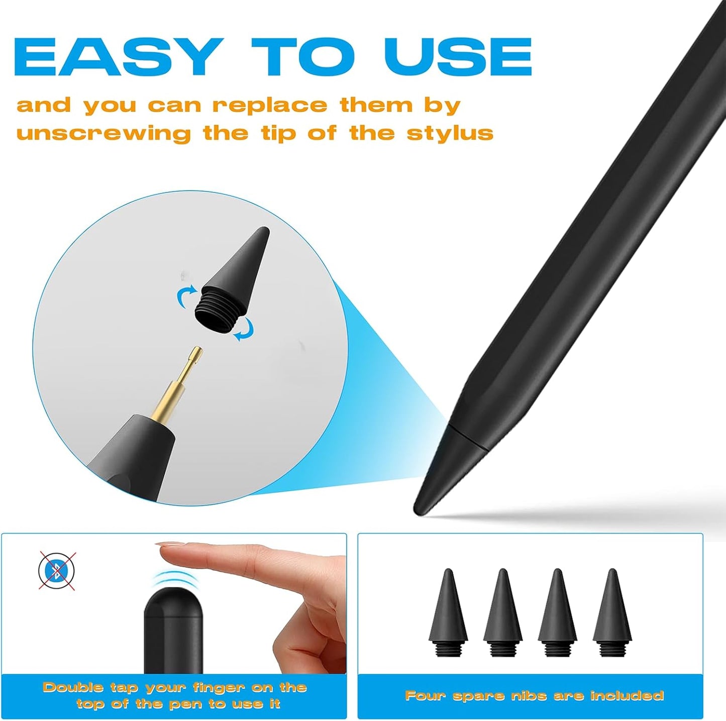 Stylus Pen for iPad 9th&10th Generation, CMARS 20Mins Fast Charge for Tablet Pencil with Palm Rejection, Pens for 2018-2025 Apple iPad 6/7/8/9/10/A16, Pro 11"/12.9"/13"/M4, Mini 5/6, Air 3/4/5/M2/M3