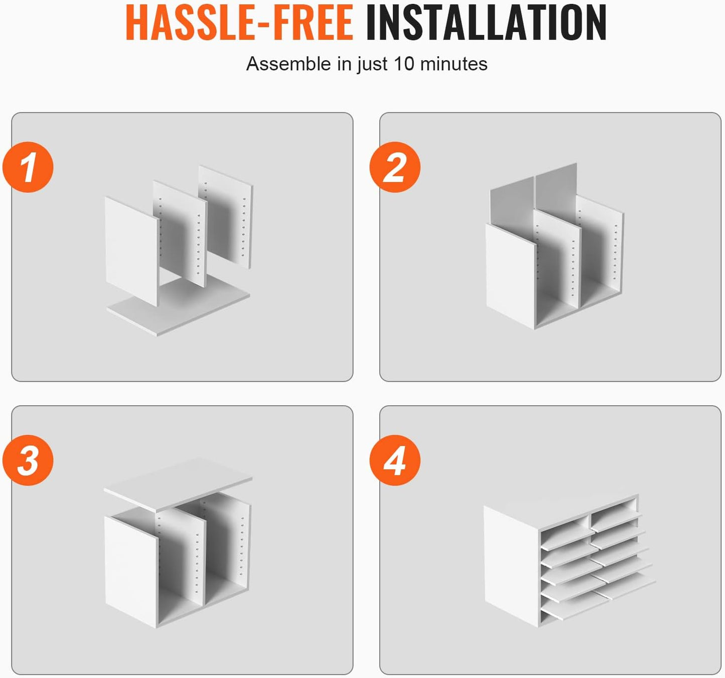 VEVOR Literature Organizers, 12 Compartments Office Mailbox with Adjustable Shelves, Wood Literature Sorter 20.4x12x16.1 inches for Office, Home, Classroom, Mailrooms Organization, EPA Certified White