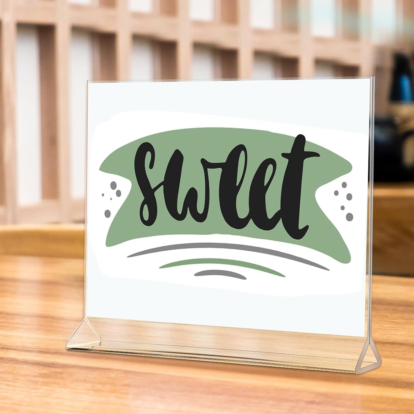 Yulejo 24 Pack Acrylic Sign Holder, Plastic Clear Table Display Holder Double Sided Menu Display Stands T Shaped Card Picture Frames for Office, Weddings, Meetings, Hotels(7 x 5 Inches)