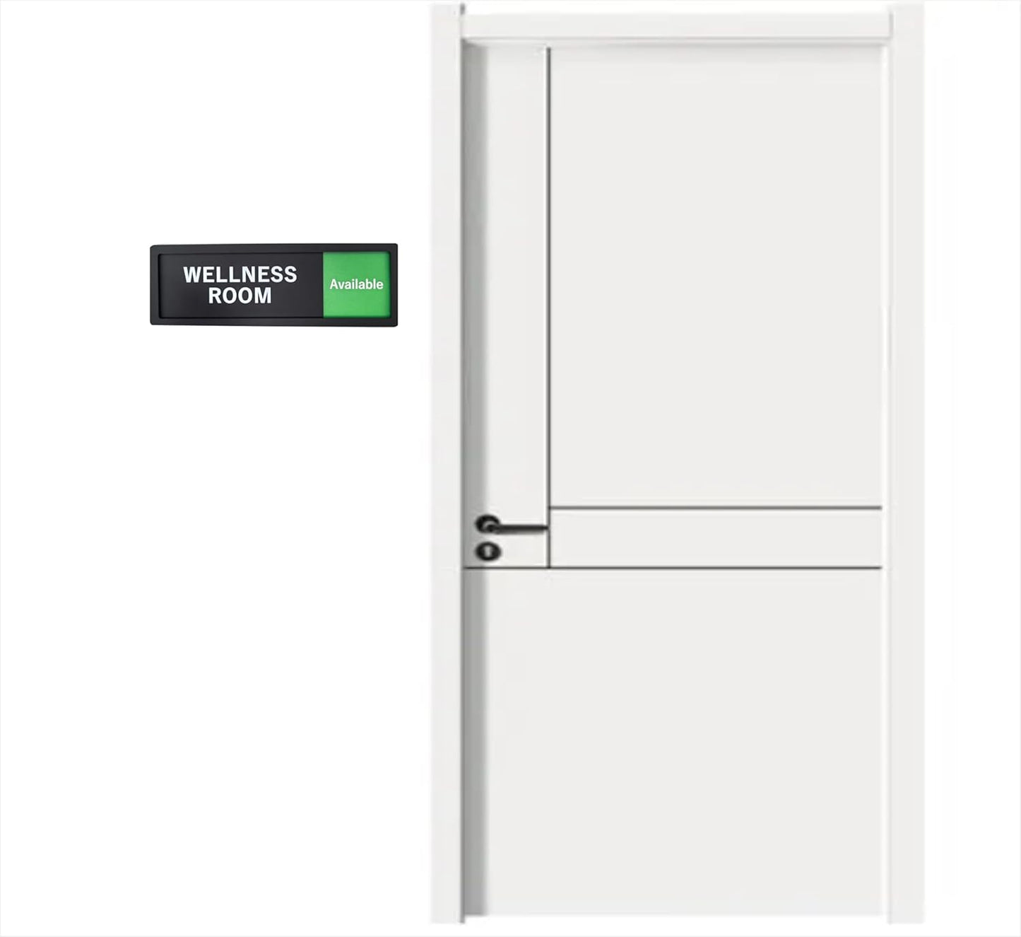 Wellness Room Sign – Privacy In Use / Available Slide Switch Sign, Premium Durable Acrylic Material, Super Strong Self-Adhesive, Quick Installation, Suitable For Your Home And Business ( 9×3 Inches, Black) (Wellness Room)