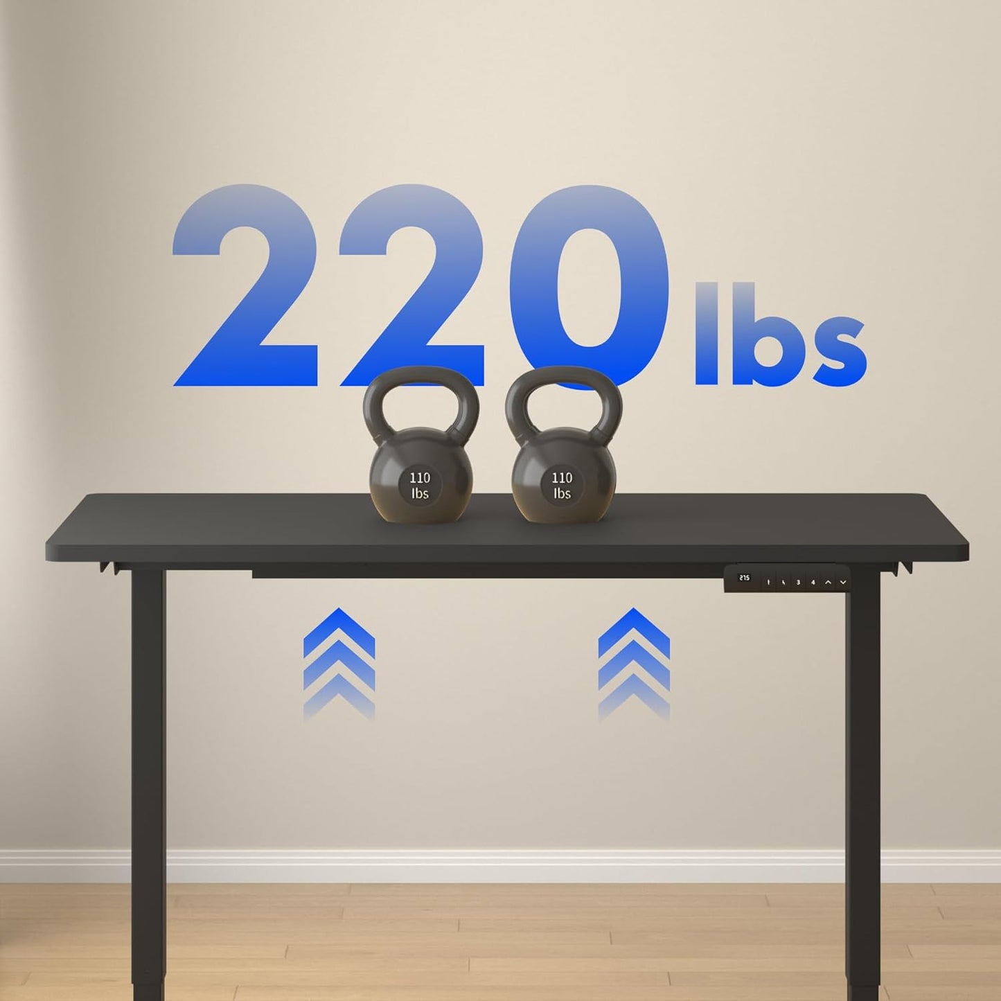 FLEXISPOT E3 Dual Motor Electric Standing Desk 48x30 Inch Whole-Piece Board Height Adjustable Desk Electric Sit Stand Desk (Black Frame + Black Desktop, 2 Packages)