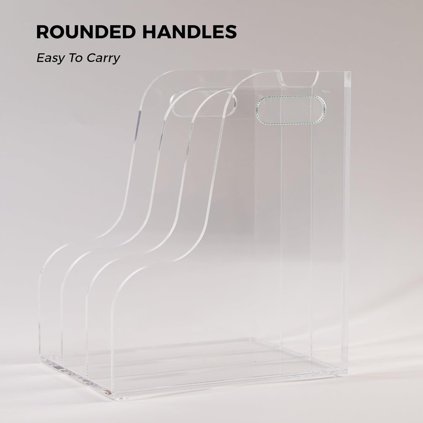 3 Vertical Compartments File Holder, Clear Acrylic Desk Organizer and Storage Bins Holding for Magazines, Binders, Notebooks, Envelopes, Multi-purpose Document Organizer for Home Office