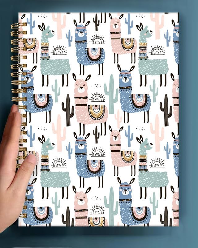Spiral Journal Notebook,A5 Hardcover Lined Journals for Women Girl 6 x 8.3 in,120 Pages Thick Paper,Cute College Ruled Writing Notebook for Gifts Office Work School(Cute Llamas)