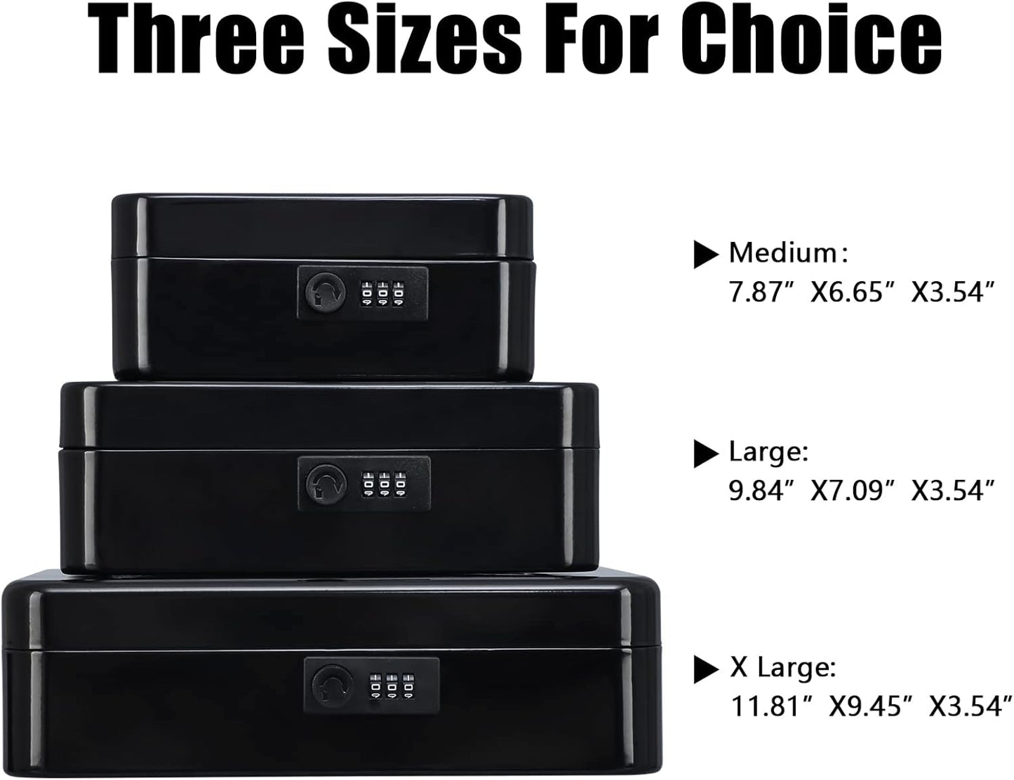 KYODOLED Large Cash Box with Combination Lock Safe Metal Money Box with Money Tray for Security Lock Box 9.84"x 7.87"x 3.54" Black
