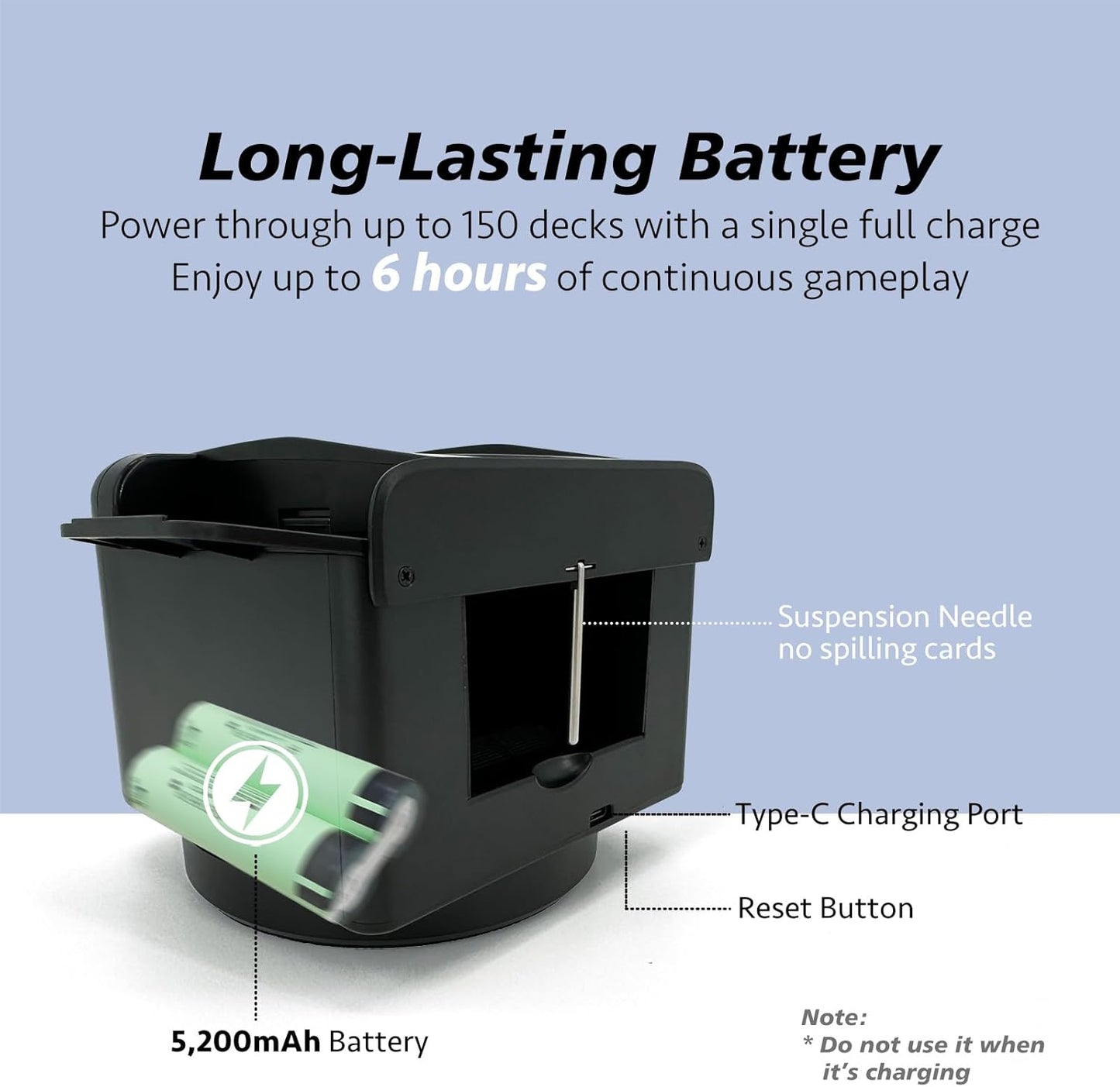 All-in-One Automatic Card Shuffler and Dealer,with 8 Remotes,Programmable Dealer,Card Shuffler 2 Deck,360° Rotation,Ultra Quiet,Rechargeable,up to 12 Players,for All Card Games (Shadow Black)