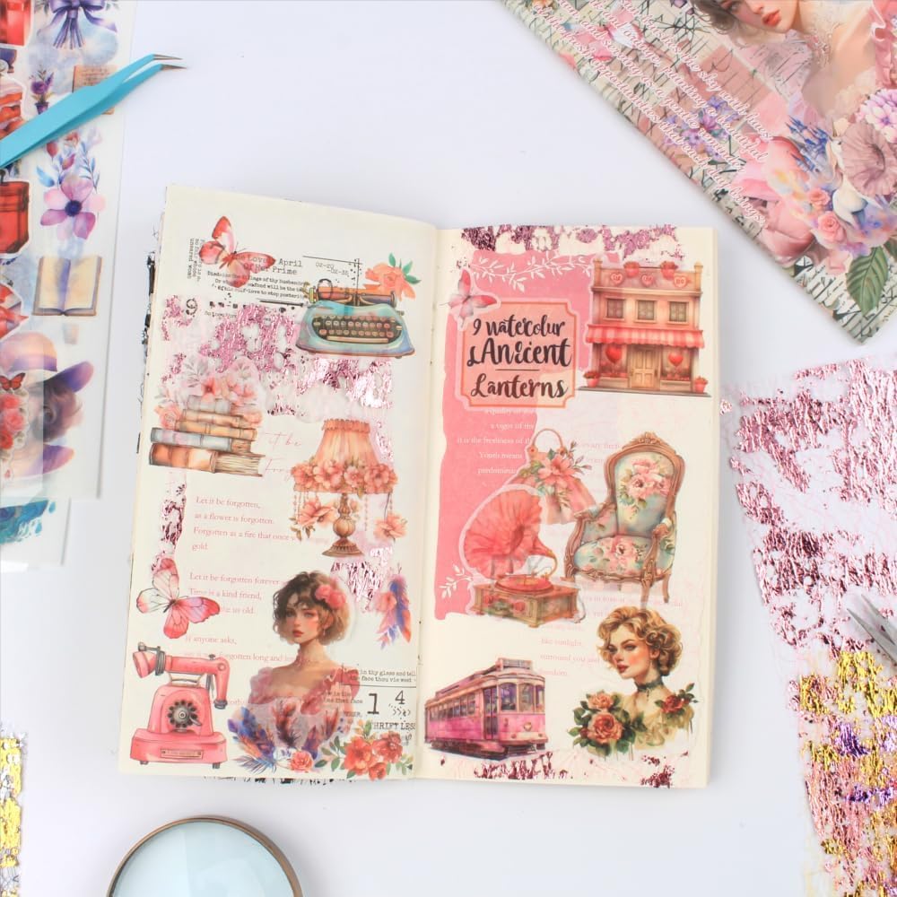 A5 Size Colorful Foil Textured Fabric Art Paper Scrapbooking Decorative, 10 Sheets Sparkle Metallic Lace Mesh for Crafts, Junk Journaling Supplies, Card Making, Collage