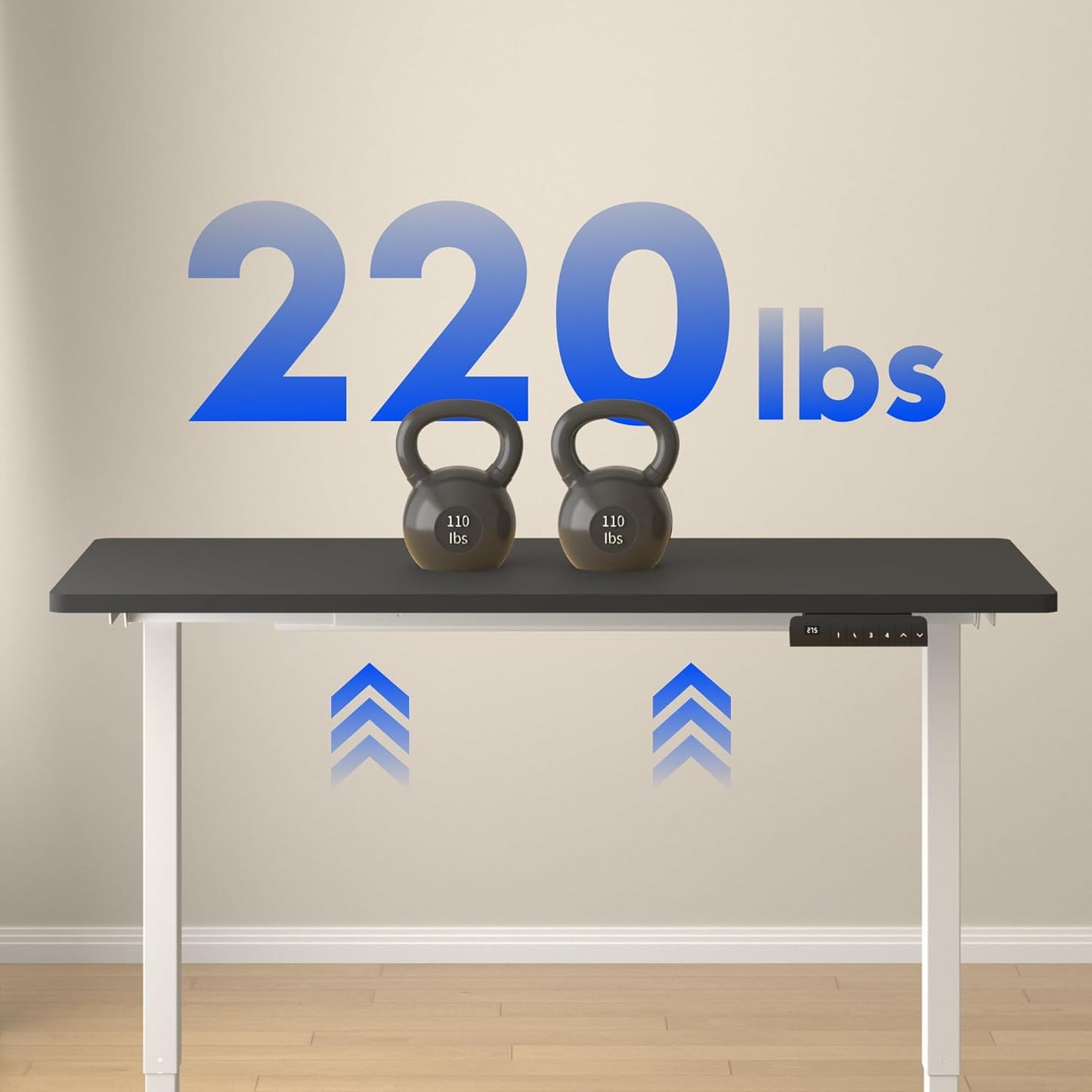 FLEXISPOT E3 Dual Motor Electric Standing Desk 48x30 Inch Whole-Piece Board Height Adjustable Electric Sit Stand Desk (White Frame + Black Desktop, 2 Packages)