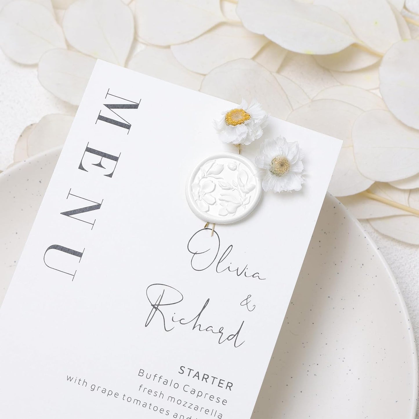 UNIQOOO Wax Seal Stickers - (3 Designs in 1 Pack) Wedding Invitation Envelope Seal Stickers, 60 Pcs Self-Adhesive Stickers, Perfect for Invitation, Christmas, Gift Wrapping (Snow White)