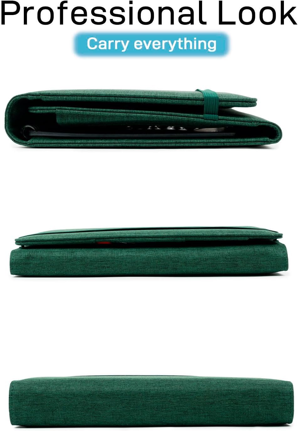 Sturdy Planner Cover for Rocketbook Smart Notebook - Water-Resistant Fabric Padfolio, Business Padfolio with Zipper Pen Pocket, Fits Executive Size A5, Rocketbook Accessories (Green)