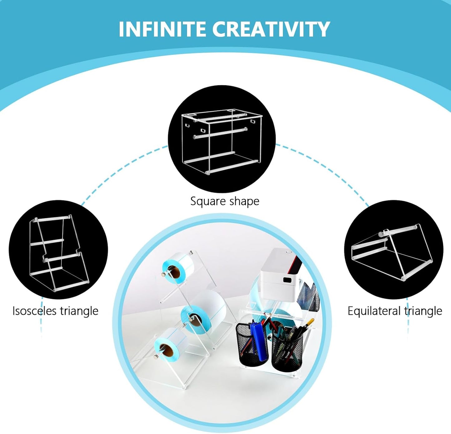 (Acrylic Label Machine Stand) Label Roll Holder for Rolls and Fanfold Labels,Acrylic Label Holder for Thermal Printer,Desktop Label Printer Holder for Home,Office,Study,Small Business