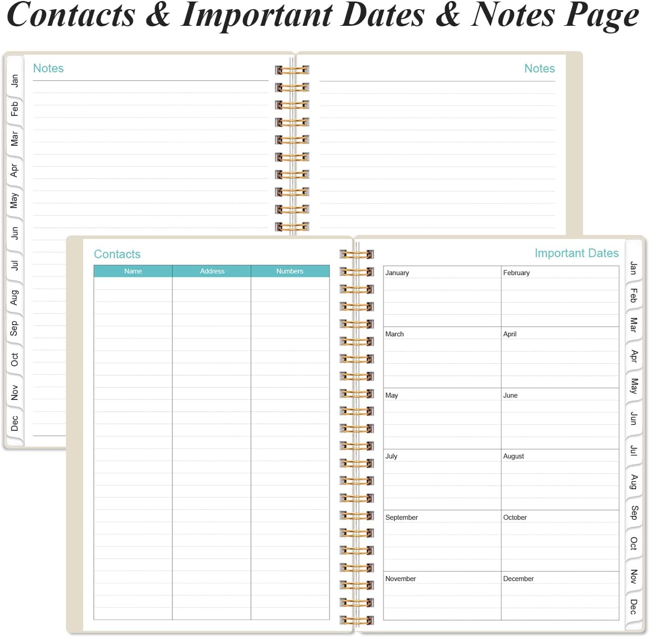 2026 Planner - Weekly and Monthly Calendar Planner from Jan 2026 - Dec 2026, Planner 2026 Spiral Bound with 12 Monthly Tabs, Inner Pocket, Perfect for School Office Supplies, 6.4" x 8.5", Beige