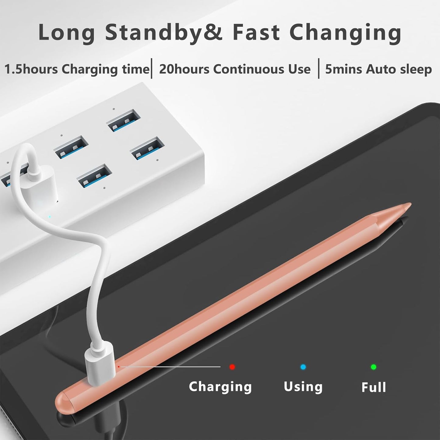 Stylus Pen for iPad (2018-2025) with Fast Charging & Palm Rejection, Pencil for Apple iPad 11th A16/10/9/8/7/6th, Pro 11“13”M4/12.9 inch, Air 11/13 inch M3 2025&M2 2024/5/4/3rd, Mini A17 Pro/6/5th