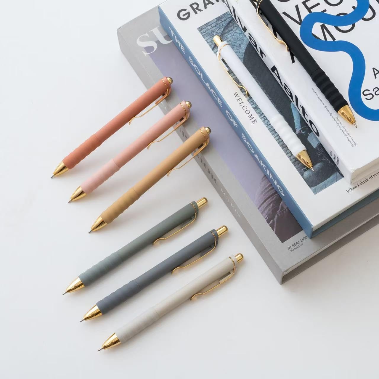 Linbsunne Ballpoint Pens Black Medium Point 1mm with Super Soft Grip Ball Point Pen for Men Women Retractable(style2, 12 pcs)