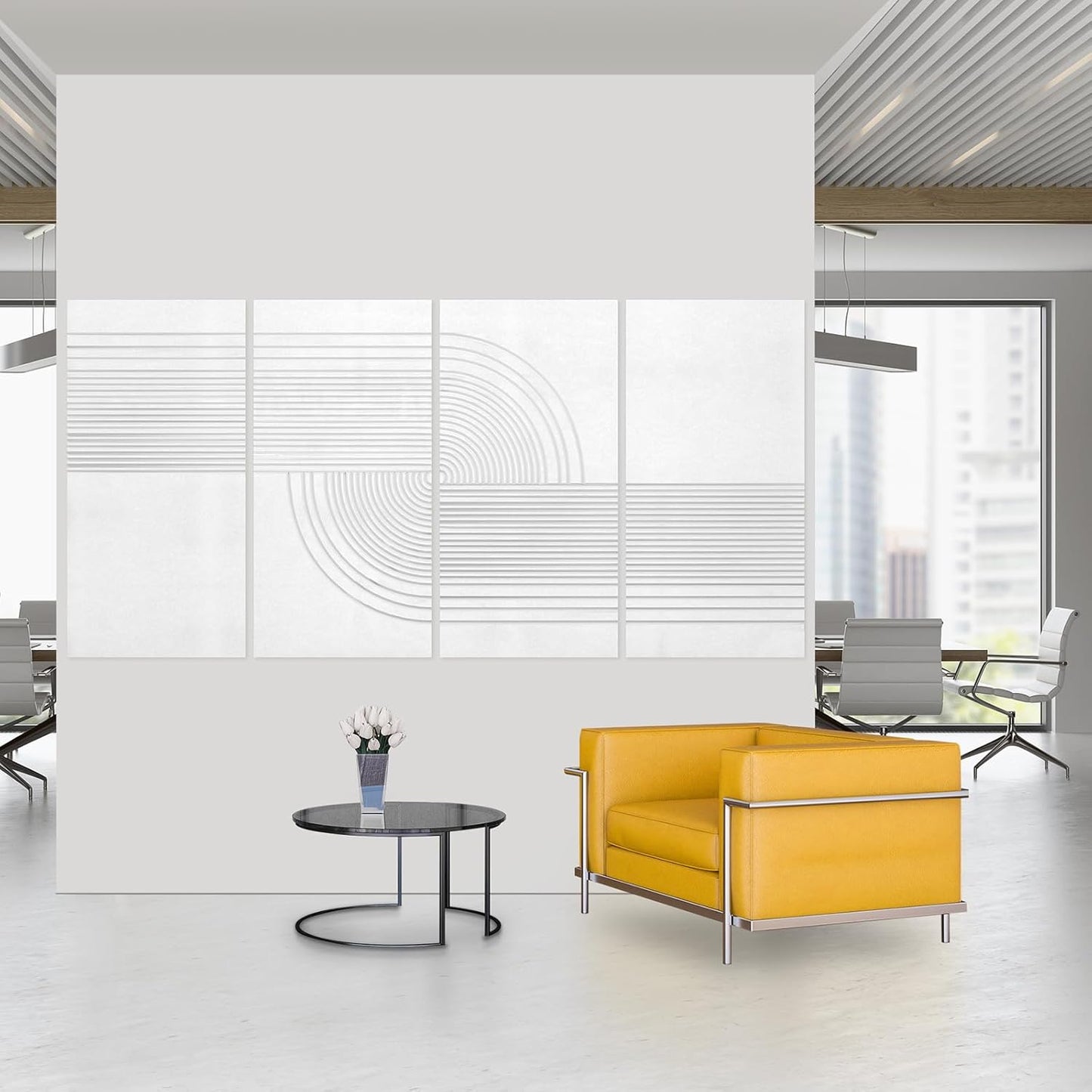 UMIACOUSTICS 4 Pack Art Acoustic Panels,Total 94.4” x 47.2” Sound Absorbing Wall Panels,Decorative Sound Treatment Panel for Home, Office, Recording Studio,White