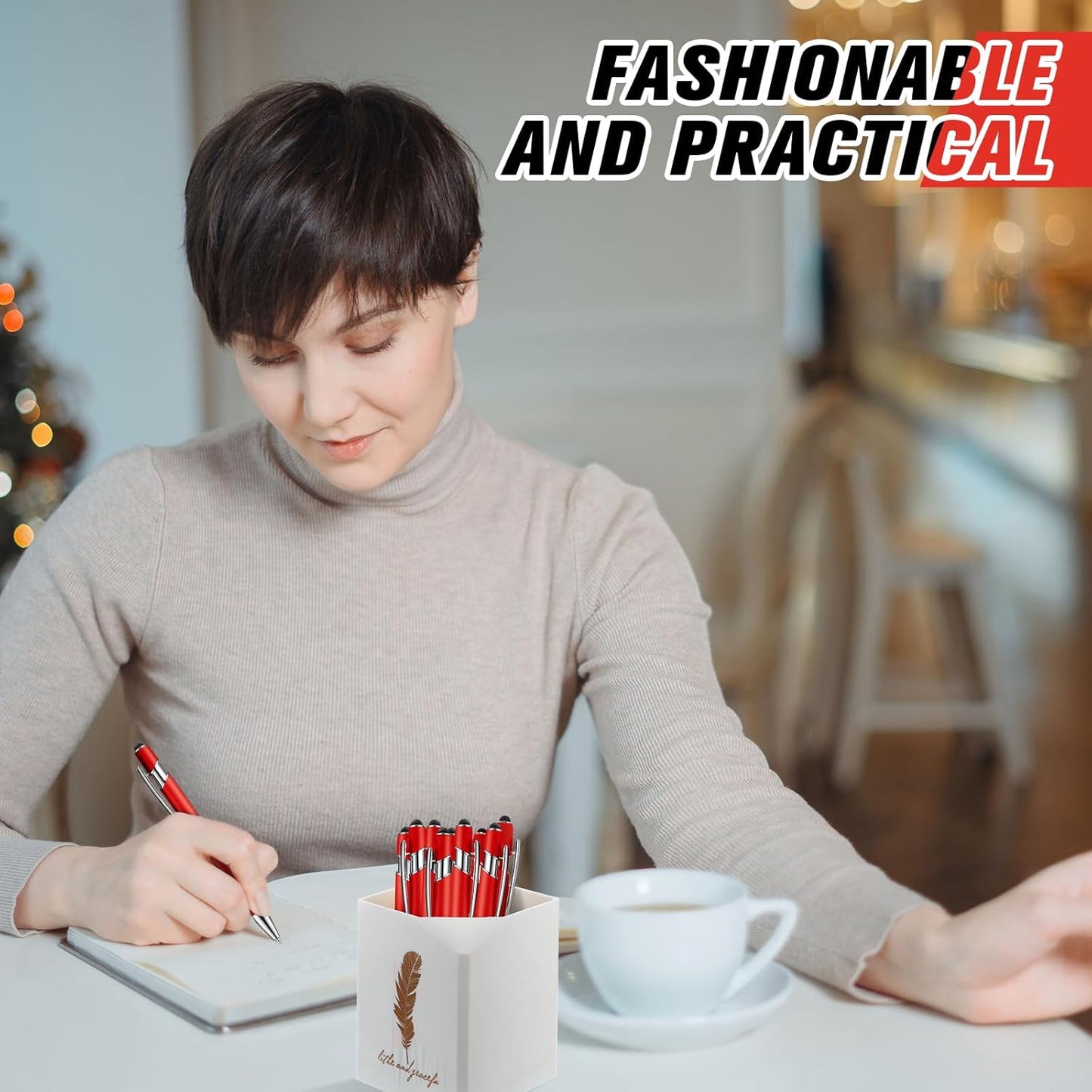 Zonon 38 Pieces Rubberized Ballpoint Pen with Stylus Tip Stylish Metal Pen Capacitive Styli with Soft Rubberized Grip, Black Ink for Most Devices(Red)