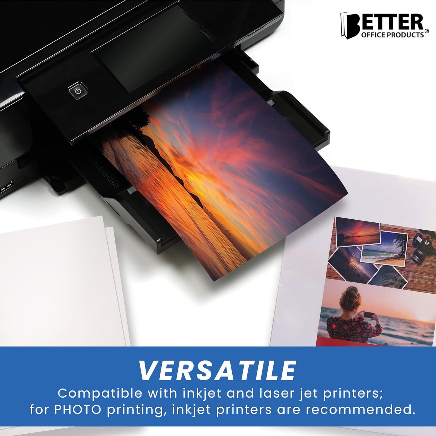 Better Office Products Glossy Photo Paper, 8.5 x 11 Inch, 30 Sheets, 200 gsm, Letter Size, 30-Count Pack