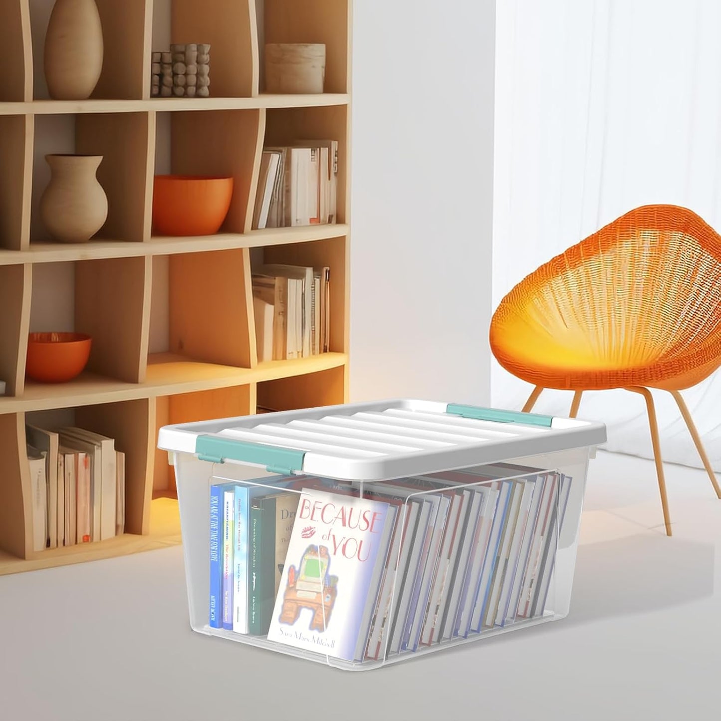 Pekky 6 Packs Clear Large Storage Containers Bins with Lid, Multipurpose 35 Quart Plastic Latch Box Tote