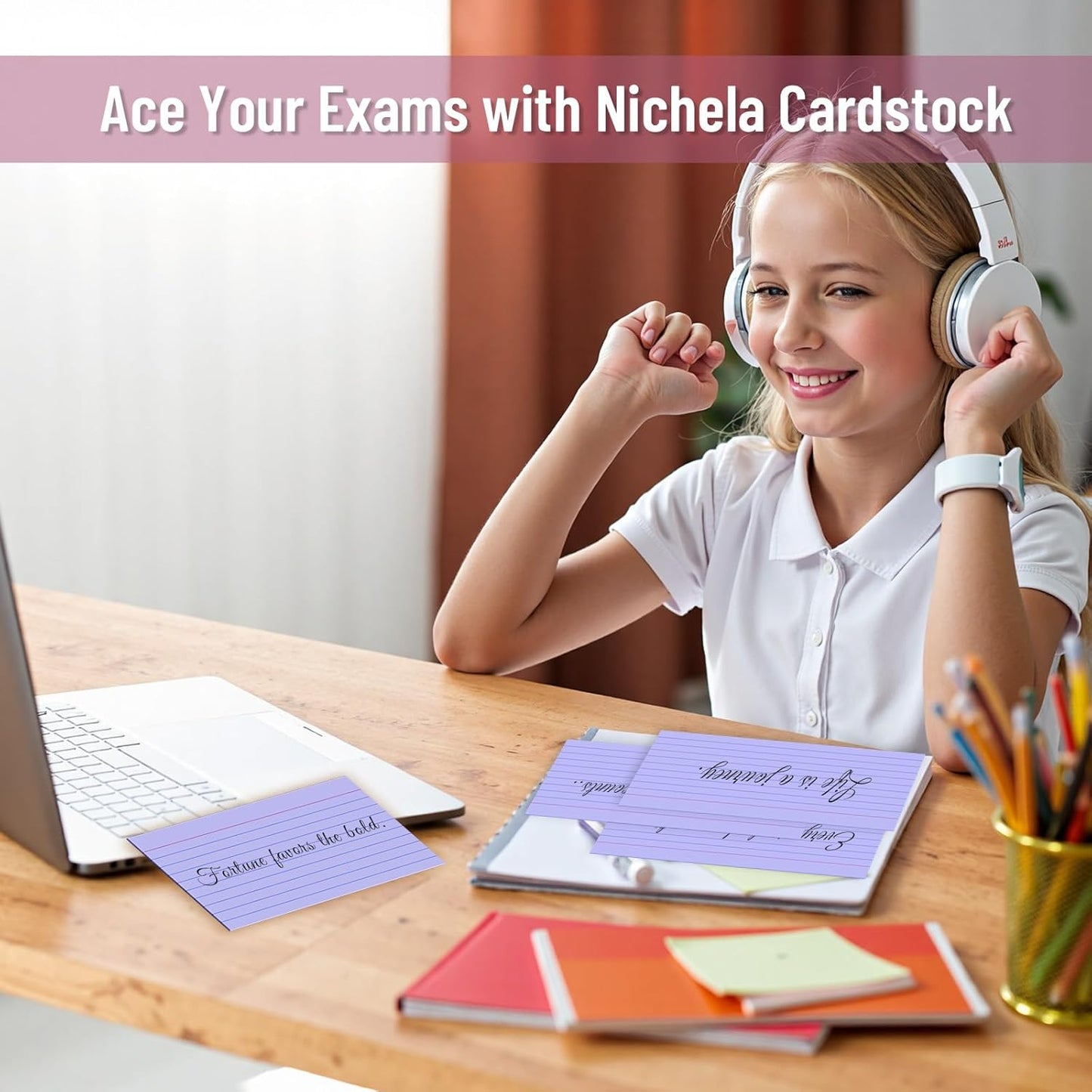 250 Count Index Cards 3x5 Inch Purple Ruled Lined Heavyweight Flash Cards Study Cards with Sturdy Cardstock Durable Flashcards Note Cards for Note Taking, Language Learning, School & Office Supplies