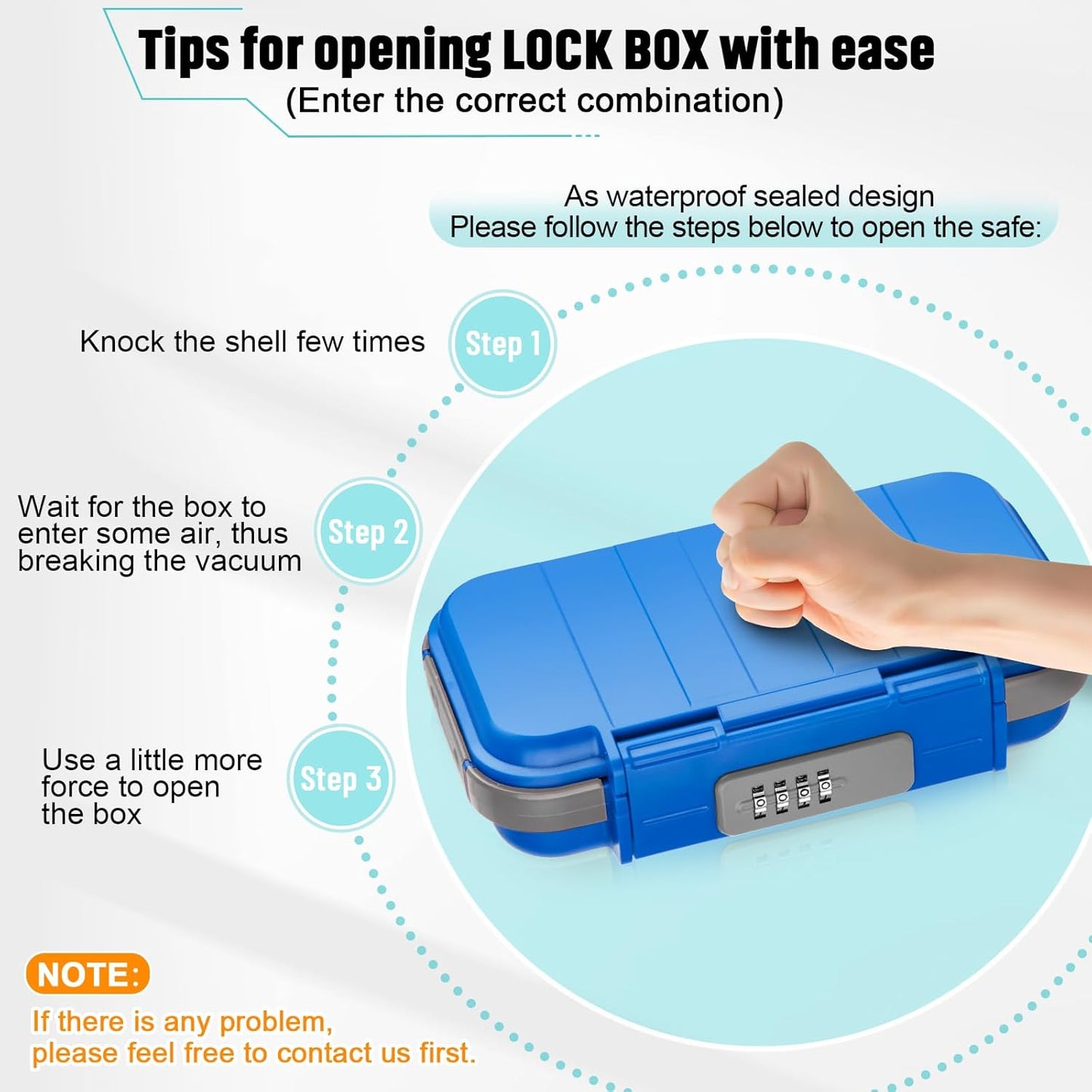 BKNOOU Portable Safe with Removable Chain, Anti-Theft Beach Safe Box, Waterproof Combination Lock Box for Travel, Dorm, Beach, Hotel, Car, Home, Office