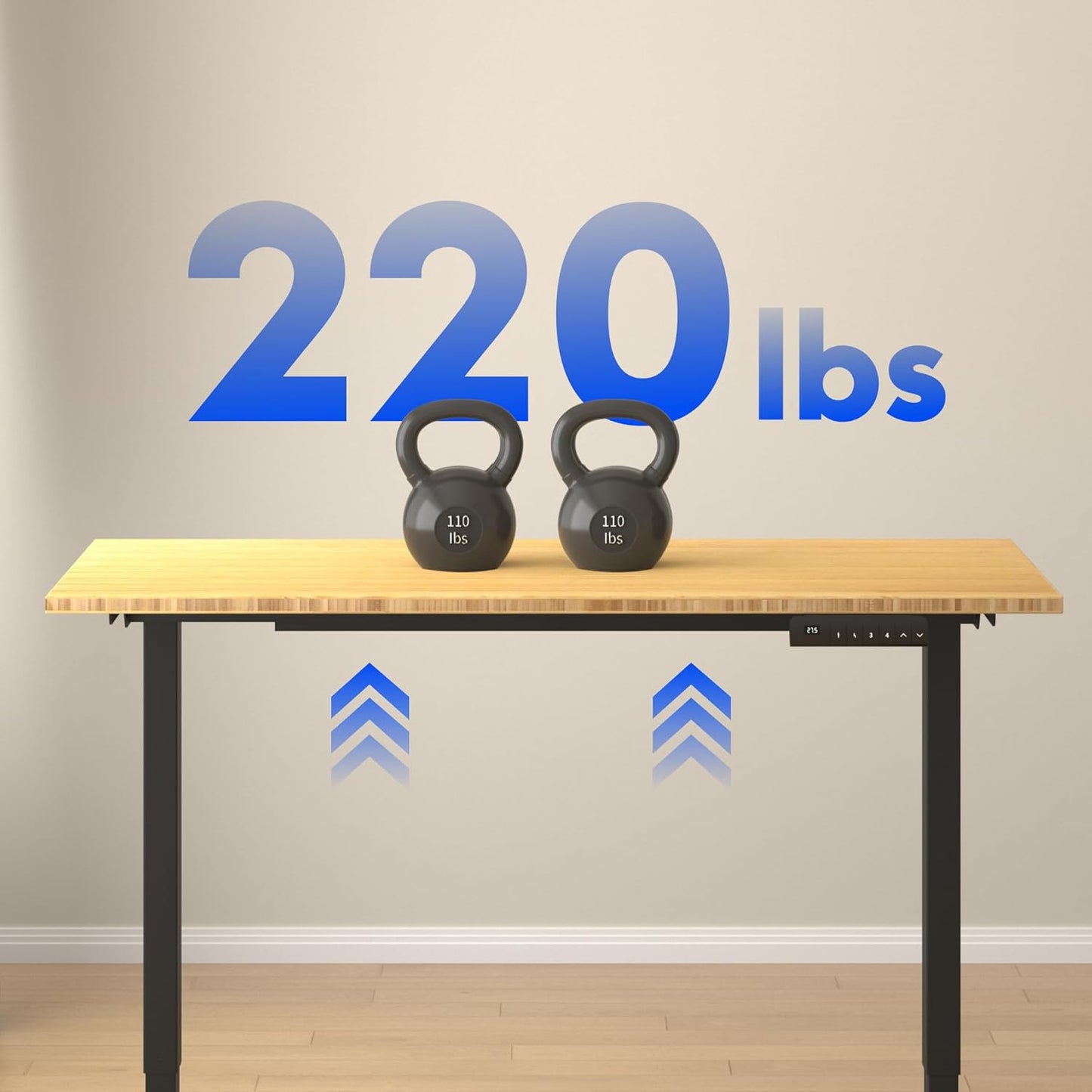 FLEXISPOT E3 Bamboo Dual Motor 60x30 Inch Electric Height Adjustable Standing Desk Whole-Piece Board Sit Stand Up Desk (Black Frame + Bamboo Desktop)