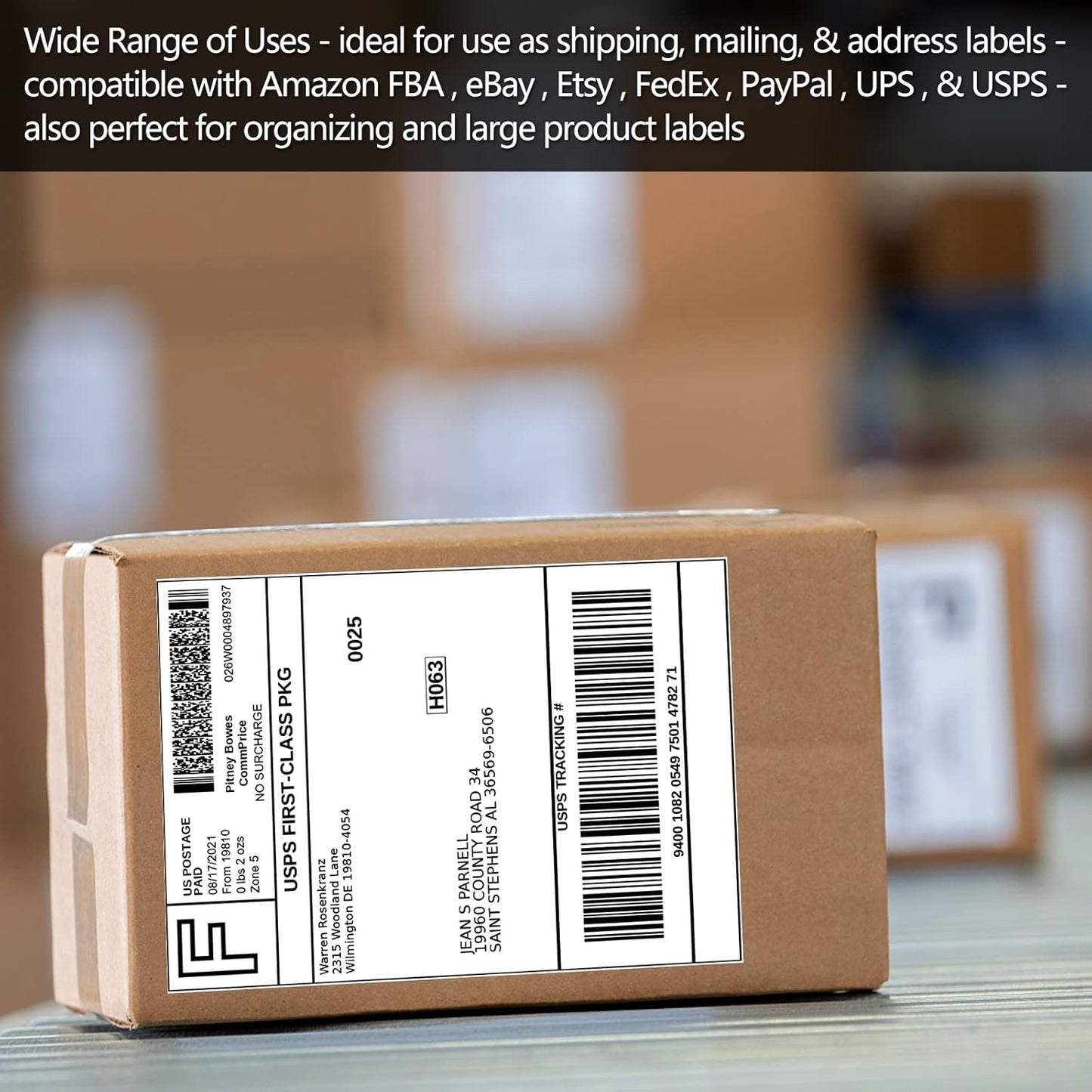 Half Page Self Adhesive Shipping Labesl, 8.5" x 5.5" Labels Compatible Laser & Inkjet Printers 2 Label Per Sheet (2000 sheets-4000 Label)