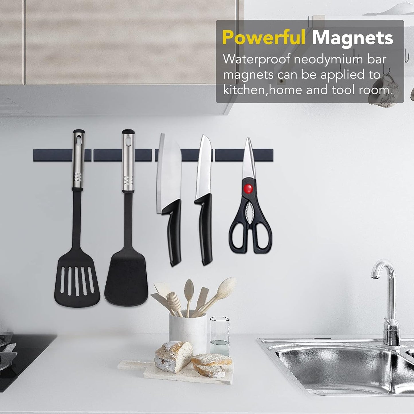 LOVIMAG Waterproof Strong Neodymium Bar Magnets, Powerful Rare Earth Magnets with Epoxy Coating and Double-Sided Adhesive for Shower Door, Fridge, Scientific, Office etc,60x 10x 3 mm, Pack of 4