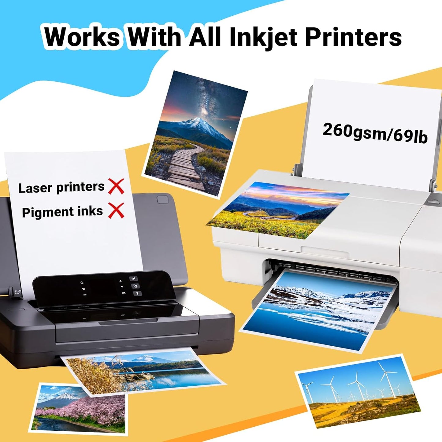 TECKWRAP Glossy Photo Paper 8.5" x 11", Inkjet Photo Paper 260gsm/69lb, Works with Inkjet Printer, Instant Dry, 20 Sheets, Professional Standard