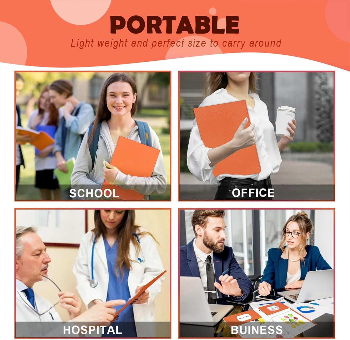 50 Pack Two Pocket Folders Business Card Holder Paper Folders with Prongs for School Office Filing Cabinet Resume Portfolio (Orange)