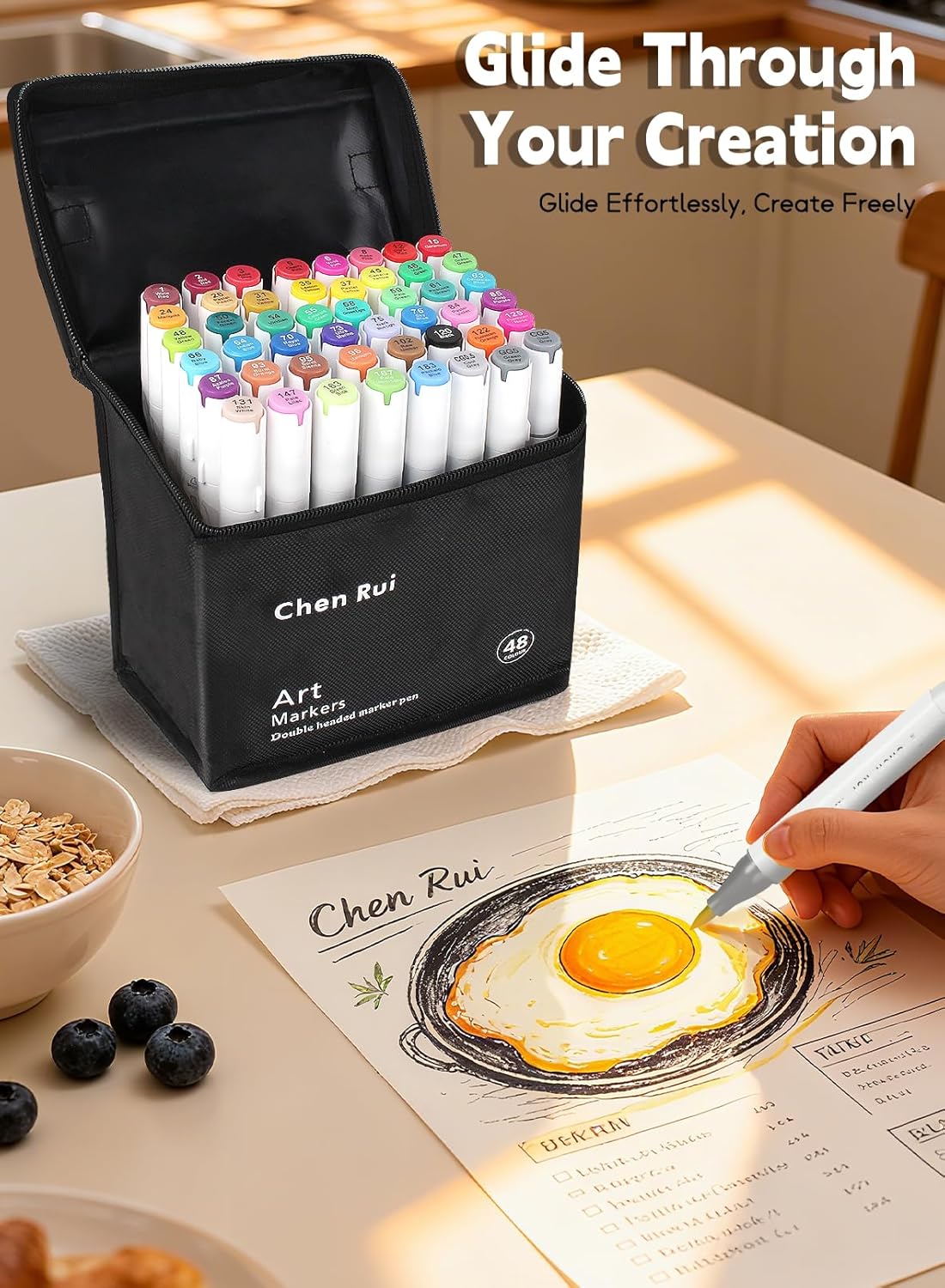 YHC 120 Colors Alcohol Brush Marker with Free App,Dual Tips Art Markers for Adults and Kids, Alcohol Based Brush & Chisel Tips Markers for Drawing, Coloring, Painting, Sketching