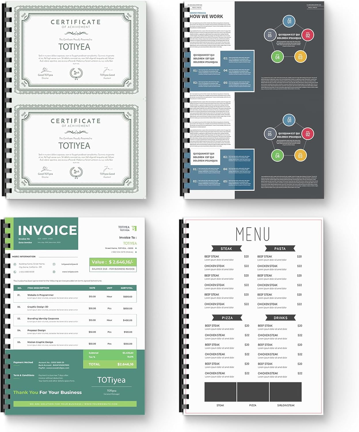 TOTiyea 100 Pack 19 Ring Plastic Binding Combs, 5/8 Inch Diameter, 125 Sheet Capacity, Letter Size, Black Comb Binding Spines